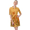 Yellow Flowers Flowers Watercolor Belted Shirt Dress View1