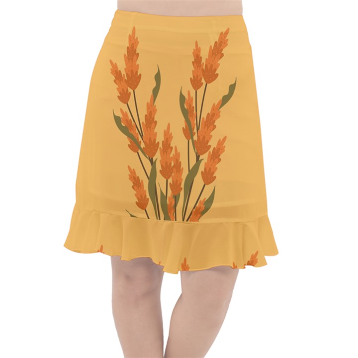 Yellow Flowers Flowers Watercolor Fishtail Chiffon Skirt