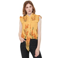 Yellow Flowers Flowers Watercolor Frill Detail Shirt by Grandong