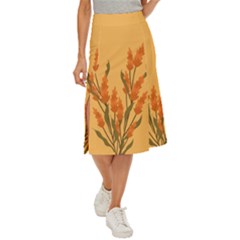 Yellow Flowers Flowers Watercolor Midi Panel Skirt by Grandong