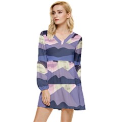 Summer Season Nature Tiered Long Sleeve Mini Dress by Grandong