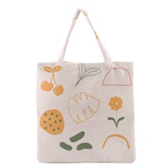 Cherries Flower Leaves Floral Grocery Tote Bag by Grandong