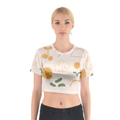 Cherries Flower Leaves Floral Cotton Crop Top by Grandong