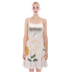 Cherries Flower Leaves Floral Spaghetti Strap Velvet Dress by Grandong