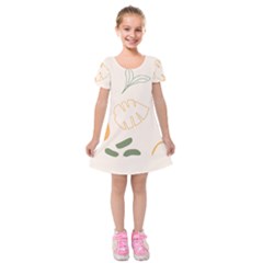 Cherries Flower Leaves Floral Kids  Short Sleeve Velvet Dress by Grandong