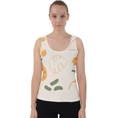 Cherries Flower Leaves Floral Velvet Tank Top by Grandong