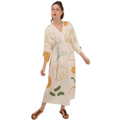 Cherries Flower Leaves Floral Grecian Style  Maxi Dress by Grandong