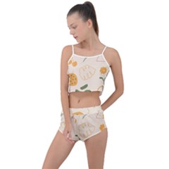 Cherries Flower Leaves Floral Summer Cropped Co-ord Set by Grandong