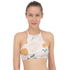 Cherries Flower Leaves Floral Halter Bikini Top by Grandong