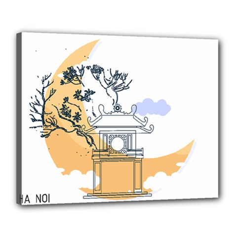 Poster Map Flag Lotus Boat Ha Noi Vietnam Canvas 20  X 16  (stretched) by Grandong