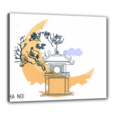 Poster Map Flag Lotus Boat Ha Noi Vietnam Canvas 24  X 20  (stretched) by Grandong