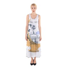 Poster Map Flag Lotus Boat Ha Noi Vietnam Sleeveless Maxi Dress by Grandong