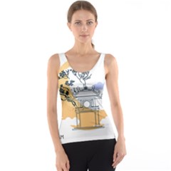 Poster Map Flag Lotus Boat Ha Noi Vietnam Women s Basic Tank Top by Grandong