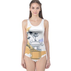 Poster Map Flag Lotus Boat Ha Noi Vietnam One Piece Swimsuit by Grandong