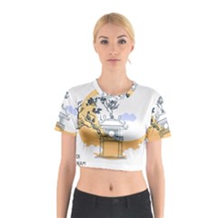 Poster Map Flag Lotus Boat Ha Noi Vietnam Cotton Crop Top by Grandong