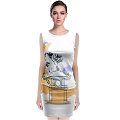 Poster Map Flag Lotus Boat Ha Noi Vietnam Classic Sleeveless Midi Dress by Grandong