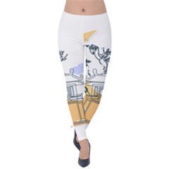 Poster Map Flag Lotus Boat Ha Noi Vietnam Velvet Leggings by Grandong