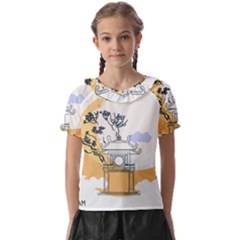 Poster Map Flag Lotus Boat Ha Noi Vietnam Kids  Frill Chiffon Blouse by Grandong