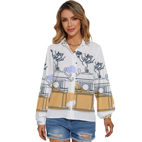 Poster Map Flag Lotus Boat Ha Noi Vietnam Women s Long Sleeve Button Up Shirt by Grandong