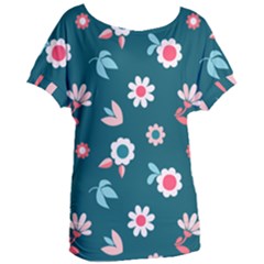 Cute Flowers Seamless Model Spring Women s Oversized T-shirt by Grandong