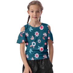 Cute Flowers Seamless Model Spring Kids  Butterfly Cutout T-shirt by Grandong