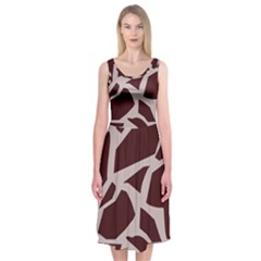 Cracked Pattern Boho Art Design Midi Sleeveless Dress by Grandong