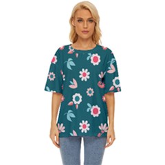 Cute Flowers Seamless Model Spring Oversized Basic T-shirt by Grandong