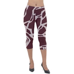 Cracked Pattern Boho Art Design Lightweight Velour Capri Leggings  by Grandong