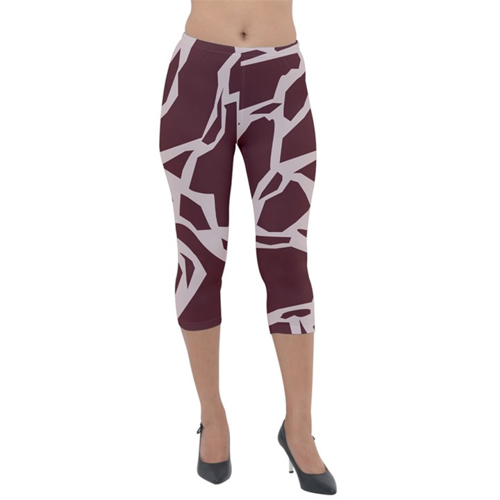 Cracked Pattern Boho Art Design Lightweight Velour Capri Leggings 