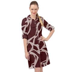 Cracked Pattern Boho Art Design Long Sleeve Mini Shirt Dress by Grandong