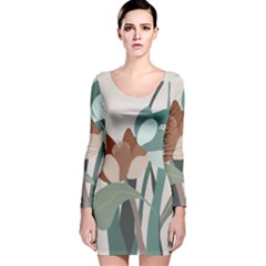 Flowers Plants Leaves Foliage Long Sleeve Velvet Bodycon Dress by Grandong