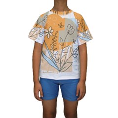 Doodle Flower Floral Abstract Kids  Short Sleeve Swimwear by Grandong