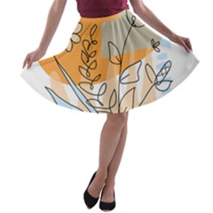 Doodle Flower Floral Abstract A-line Skater Skirt by Grandong