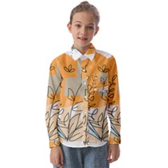 Doodle Flower Floral Abstract Kids  Long Sleeve Shirt by Grandong