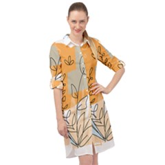 Doodle Flower Floral Abstract Long Sleeve Mini Shirt Dress by Grandong