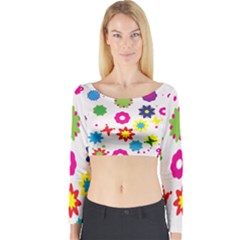 Floral Colorful Background Long Sleeve Crop Top by Grandong