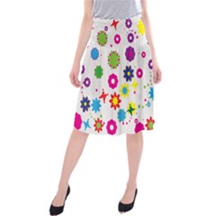 Floral Colorful Background Midi Beach Skirt by Grandong