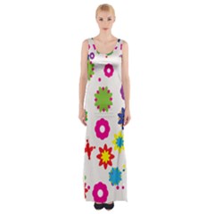 Floral Colorful Background Thigh Split Maxi Dress by Grandong