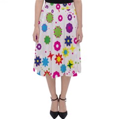 Floral Colorful Background Classic Midi Skirt by Grandong