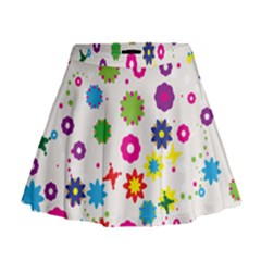 Floral Colorful Background Mini Flare Skirt by Grandong