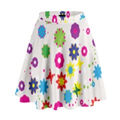 Floral Colorful Background High Waist Skirt by Grandong