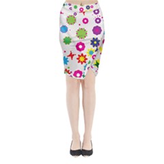 Floral Colorful Background Midi Wrap Pencil Skirt by Grandong