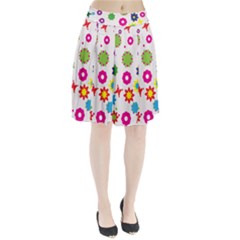 Floral Colorful Background Pleated Skirt by Grandong