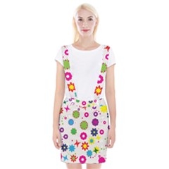 Floral Colorful Background Braces Suspender Skirt by Grandong