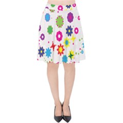 Floral Colorful Background Velvet High Waist Skirt by Grandong