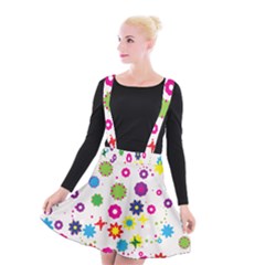 Floral Colorful Background Suspender Skater Skirt by Grandong