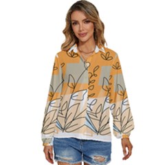 Doodle Flower Floral Abstract Women s Long Sleeve Button Up Shirt