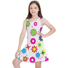 Floral Colorful Background Kids  Lightweight Sleeveless Dress