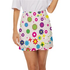 Floral Colorful Background Mini Front Wrap Skirt by Grandong