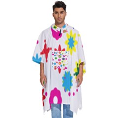 Floral Colorful Background Men s Hooded Rain Ponchos by Grandong